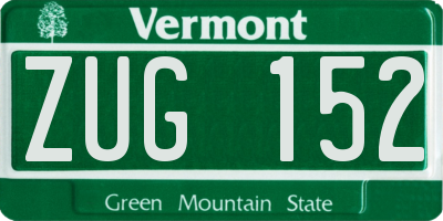 VT license plate ZUG152