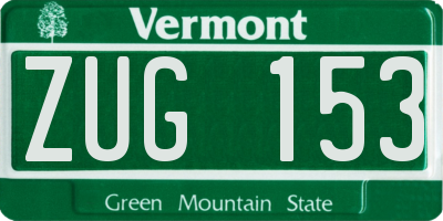 VT license plate ZUG153