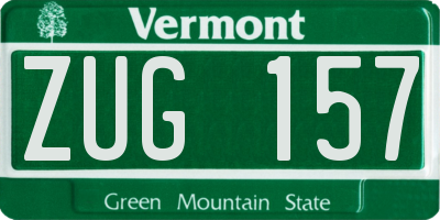 VT license plate ZUG157
