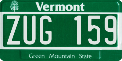 VT license plate ZUG159