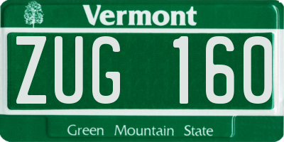 VT license plate ZUG160