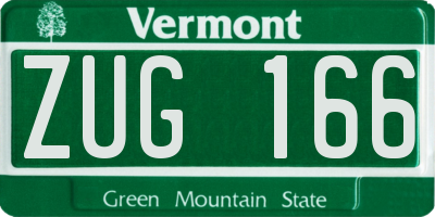 VT license plate ZUG166