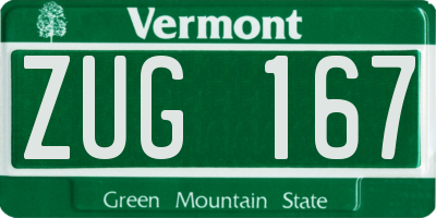 VT license plate ZUG167