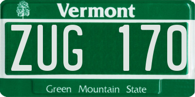 VT license plate ZUG170