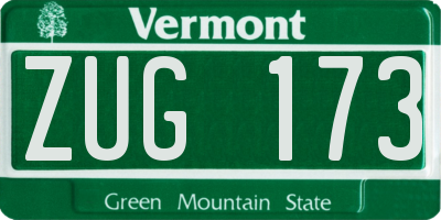 VT license plate ZUG173