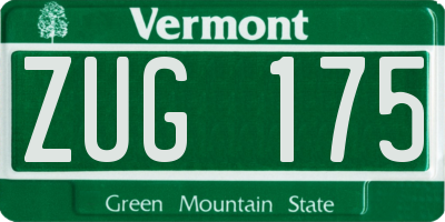 VT license plate ZUG175