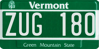 VT license plate ZUG180