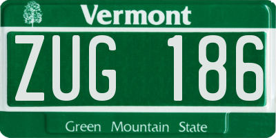 VT license plate ZUG186