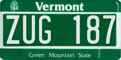 VT license plate ZUG187