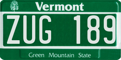 VT license plate ZUG189