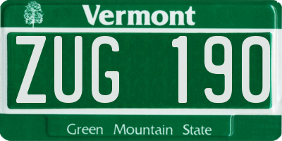 VT license plate ZUG190
