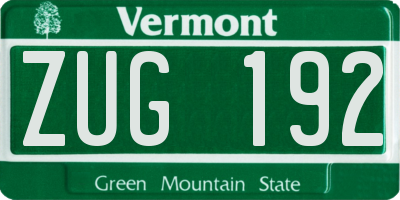 VT license plate ZUG192