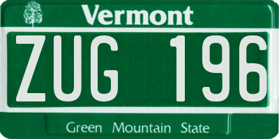 VT license plate ZUG196