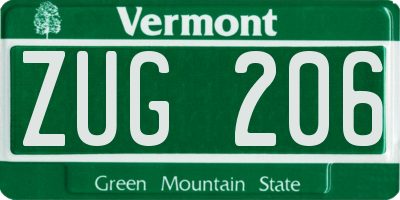 VT license plate ZUG206