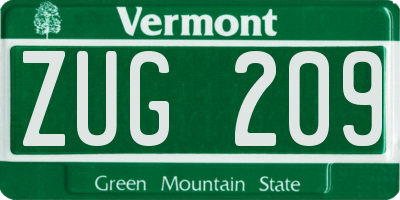 VT license plate ZUG209