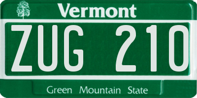 VT license plate ZUG210