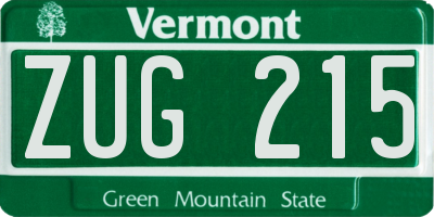VT license plate ZUG215