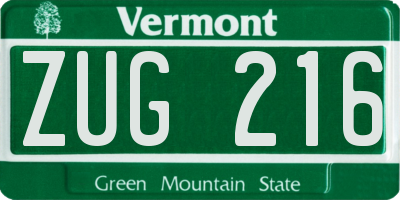 VT license plate ZUG216