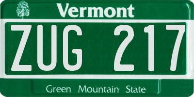VT license plate ZUG217