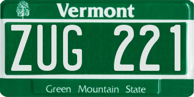 VT license plate ZUG221