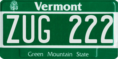 VT license plate ZUG222