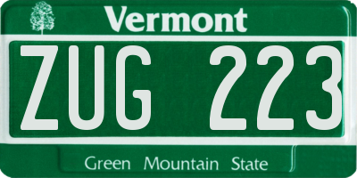 VT license plate ZUG223