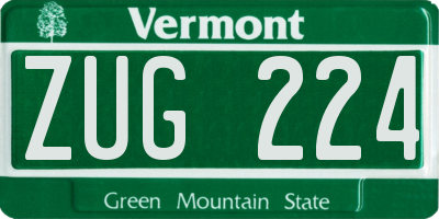 VT license plate ZUG224