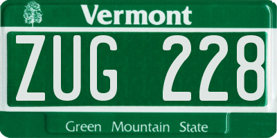 VT license plate ZUG228