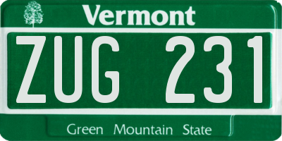 VT license plate ZUG231