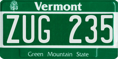 VT license plate ZUG235