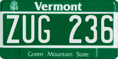 VT license plate ZUG236