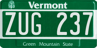 VT license plate ZUG237
