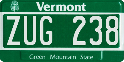 VT license plate ZUG238