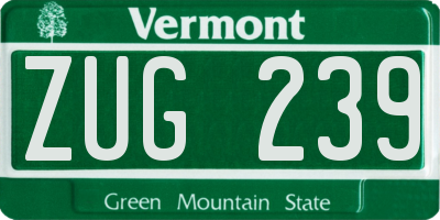 VT license plate ZUG239