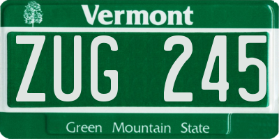 VT license plate ZUG245