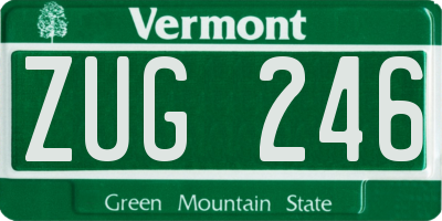 VT license plate ZUG246