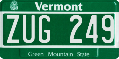 VT license plate ZUG249