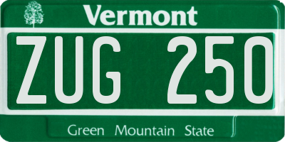 VT license plate ZUG250