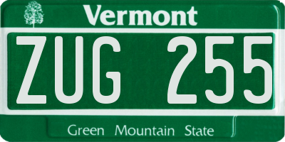 VT license plate ZUG255