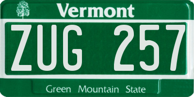 VT license plate ZUG257