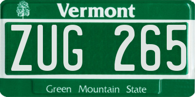 VT license plate ZUG265