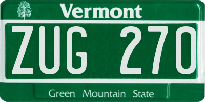 VT license plate ZUG270