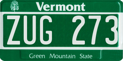 VT license plate ZUG273