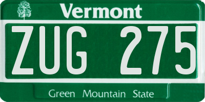 VT license plate ZUG275