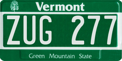 VT license plate ZUG277