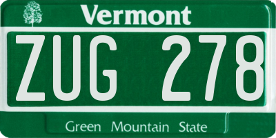 VT license plate ZUG278