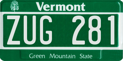 VT license plate ZUG281