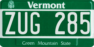 VT license plate ZUG285