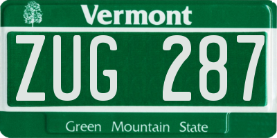 VT license plate ZUG287