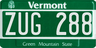 VT license plate ZUG288